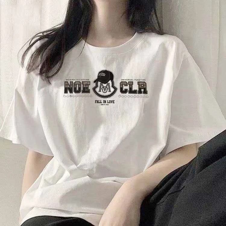 怡宫英华纯棉短袖女情侣同款圆领220克百搭半袖宽松学生