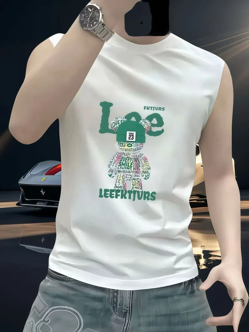 2025夏季新款百搭背心男潮牌宽松坎肩无袖t恤男汗衫运动