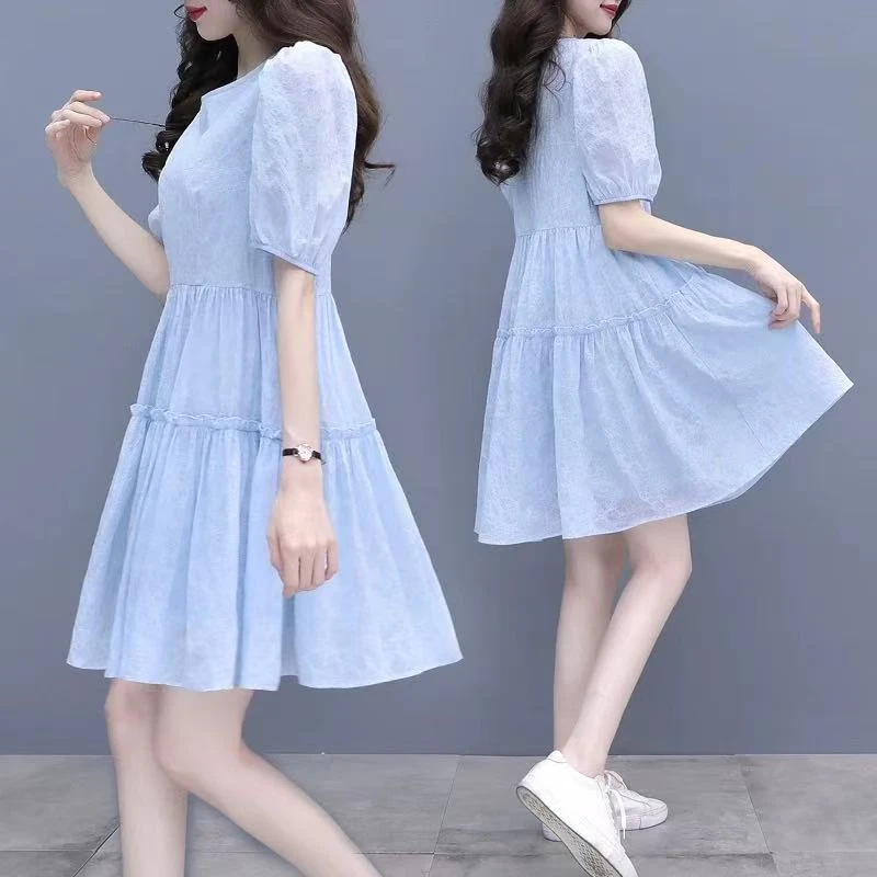 夏季娃娃裙泡泡袖少女风连衣裙韩版lulu风【1031】