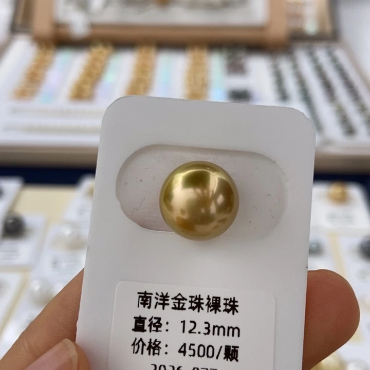 海水珍珠裸珠金珠12-13正圆无瑕婴儿肌极，光