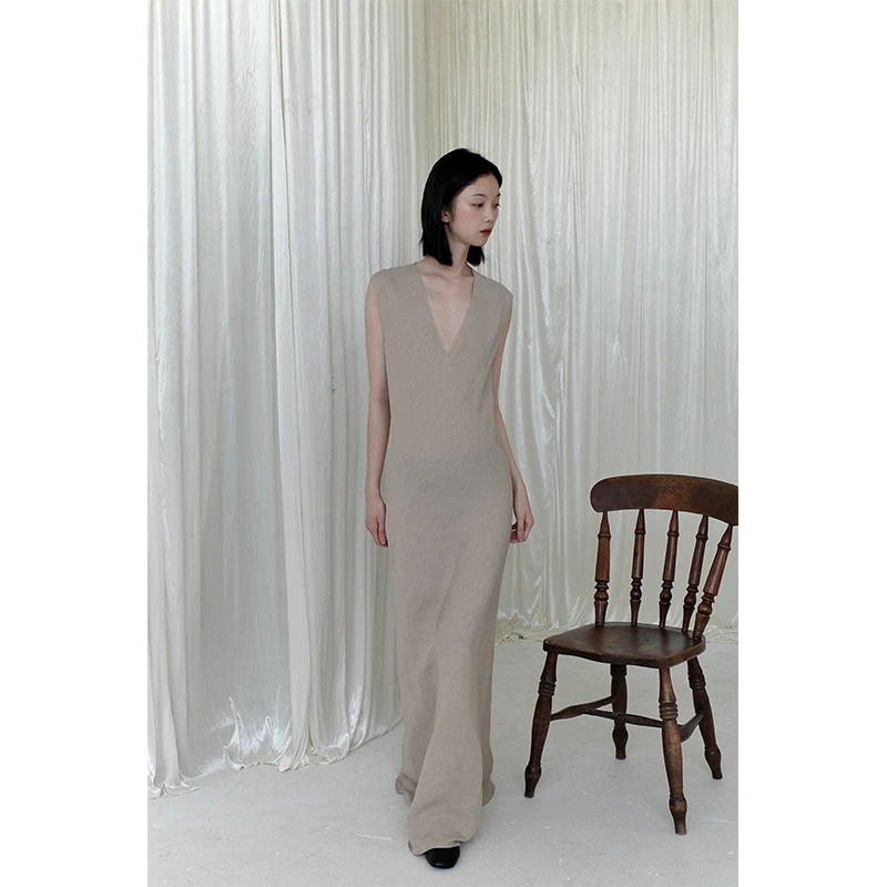 CORTANA 25SS 裸色无袖连衣裙/非七天无理由退换