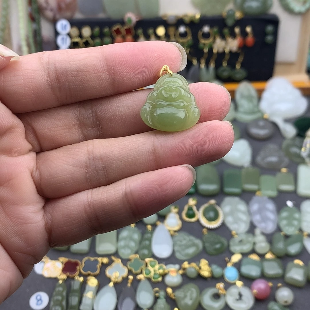 和田玉银S925镶嵌吊坠(不含链)