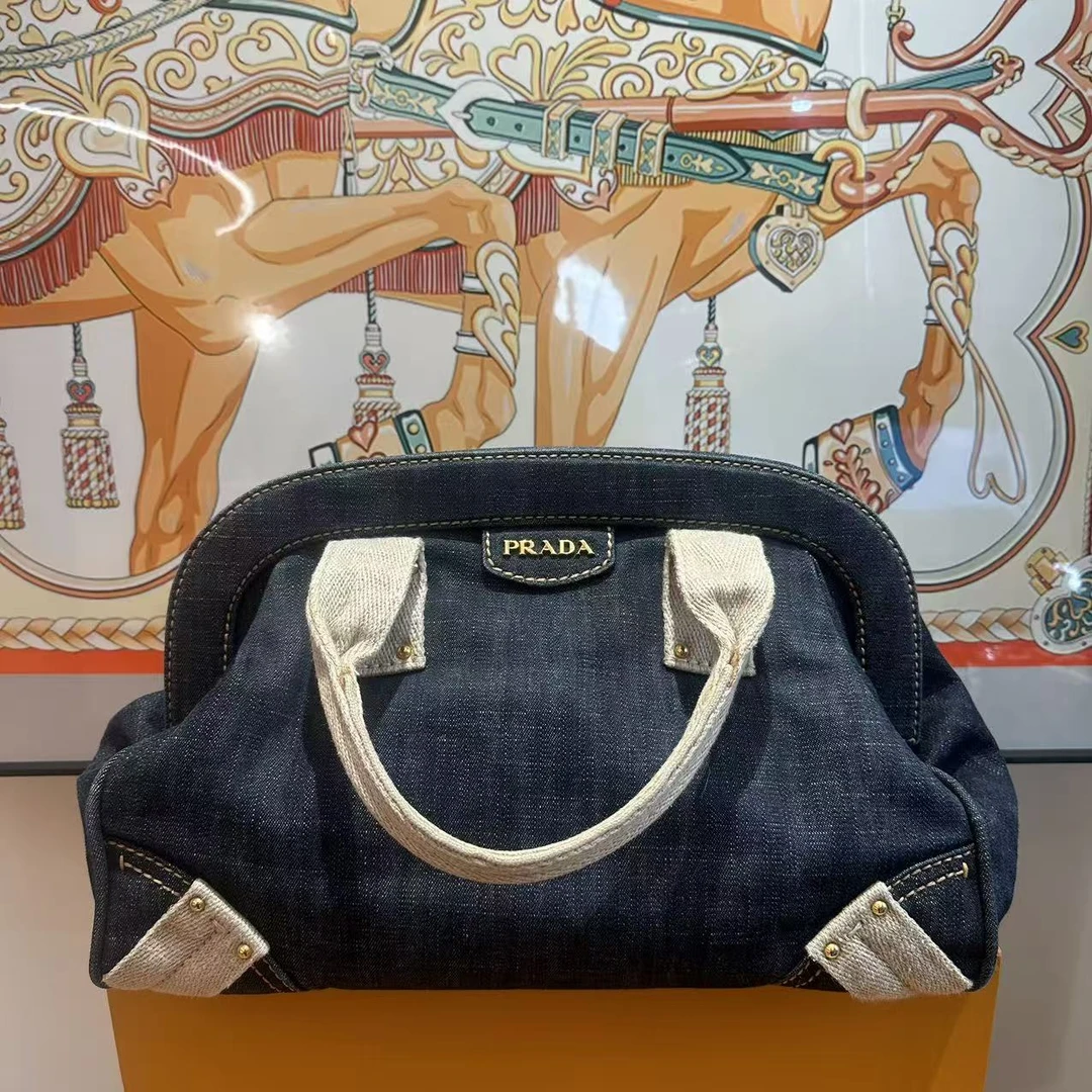 95新 Prada/普拉达 【TVB识货】prada 单宁手提包