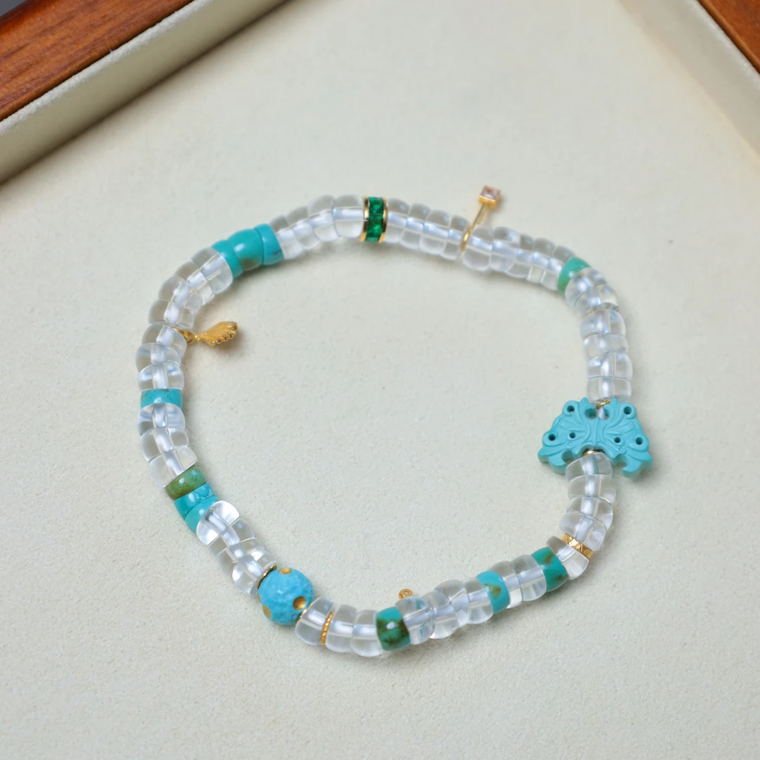 【心如甄选】翩翩飞-18k白水晶蝴蝶松松手链