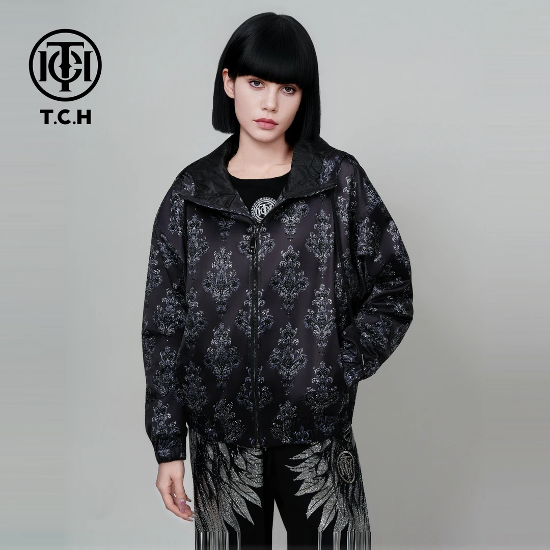 TCH轻奢潮流时尚2025冬季新款了连帽棉服外套男女同款T75C27E9003