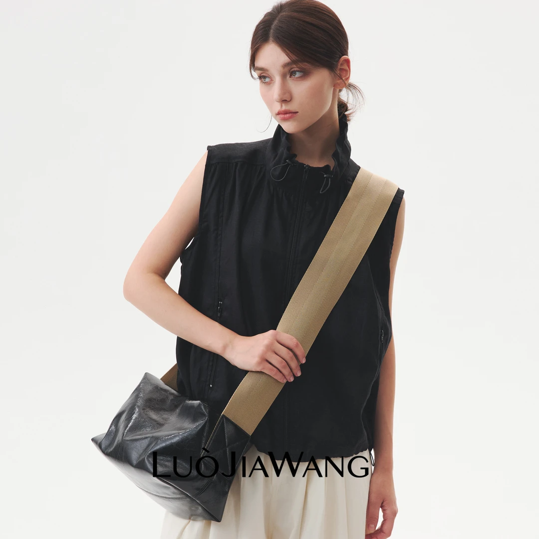 100%牛皮时髦质感复古简约头层牛皮单肩包LUOJIAWANG【乌木玫瑰】