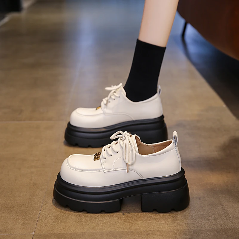 真皮厚底女鞋2025春秋新款千金英伦风时尚百搭乐福鞋学院风单鞋