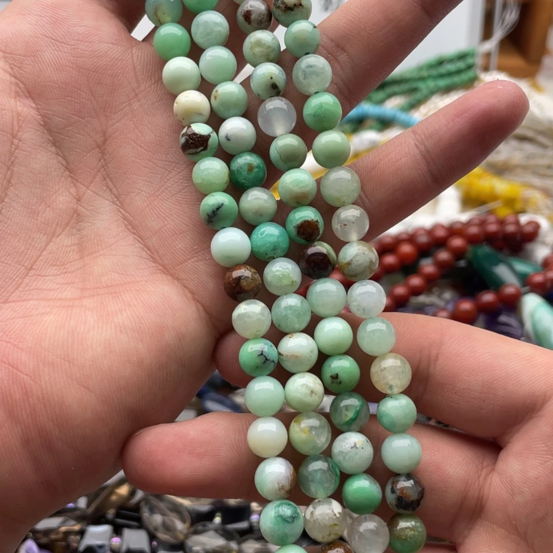 玛瑙/玉髓合金珠宝半成品一条装卡8mm澳洲玉圆珠