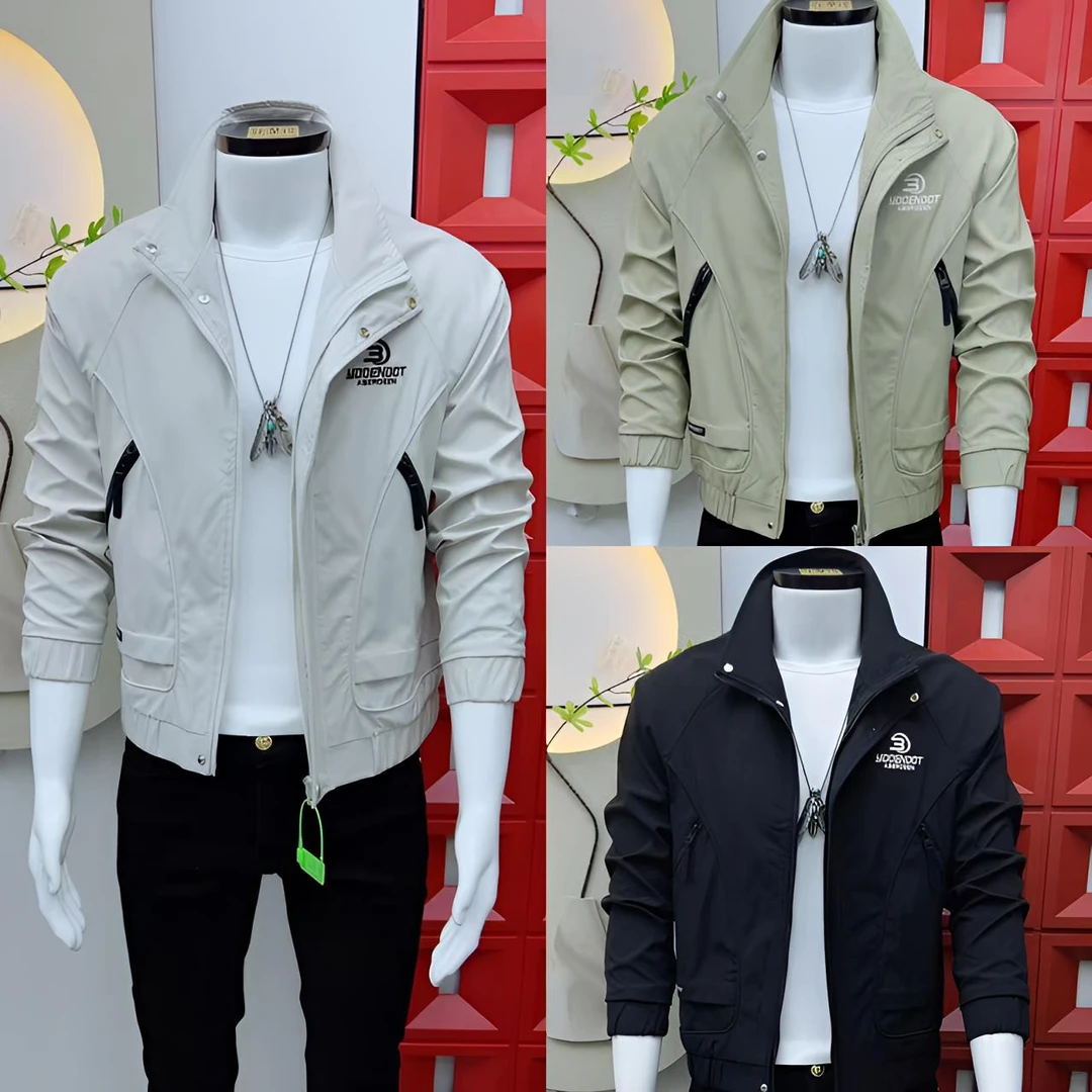 外套男春秋潮牌痞帅百搭时尚帅气夹克立领高级感男士褂子