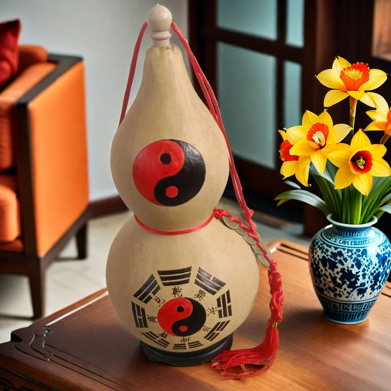 天然开口太极八卦五帝钱葫芦挂件客厅卧室门对家居装饰工艺品