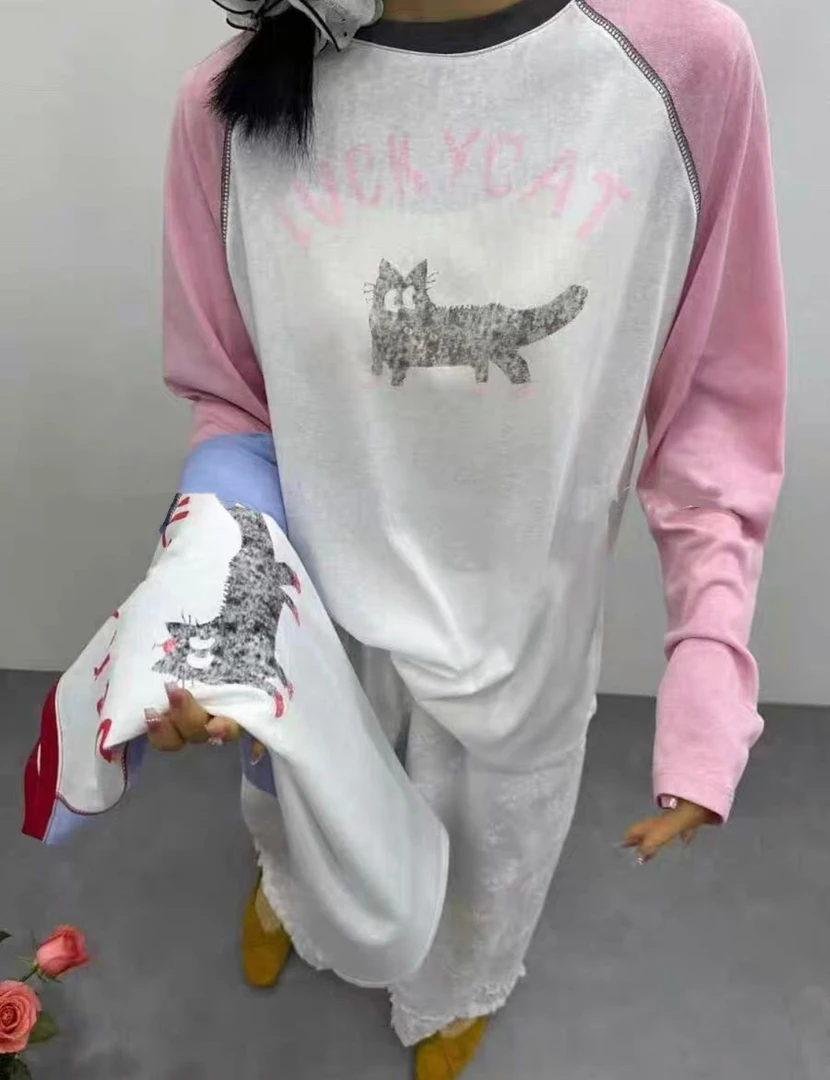 【art家】新款撞色小猫插肩