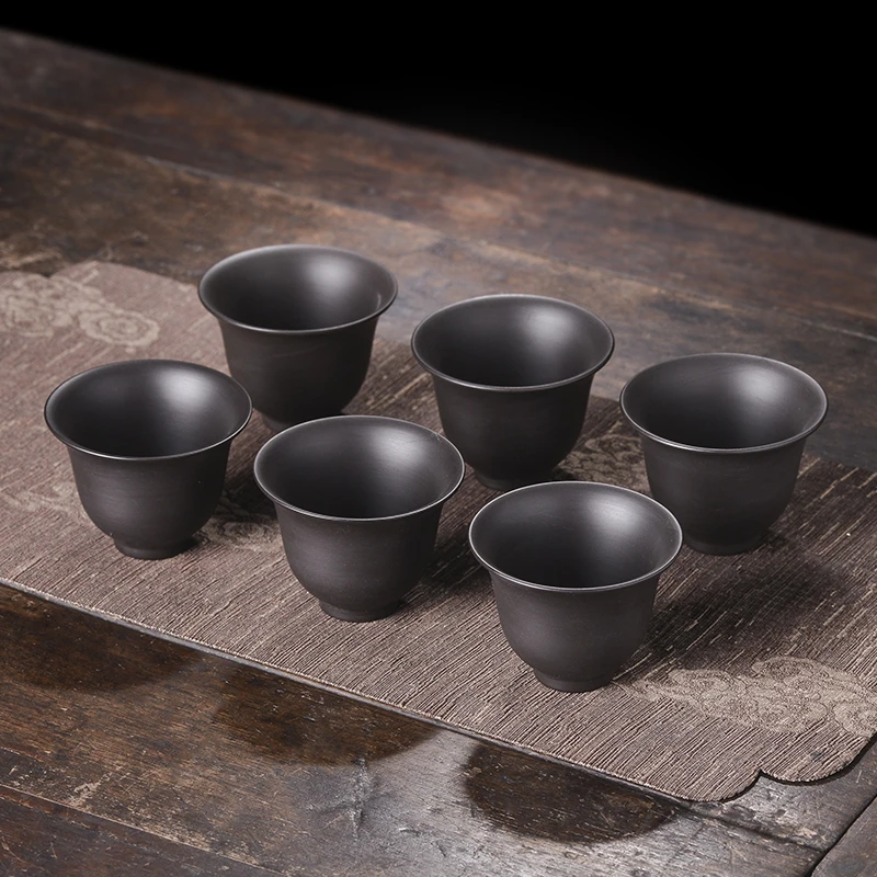 紫砂花神杯功夫茶杯6个10个装茶盏客杯泡茶茶器茶杯子复古家用杯