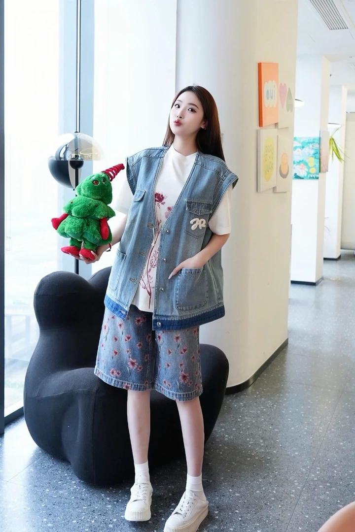 JR上衣｜『鑫鑫专属』做旧水洗通勤风复古撞色百搭马甲550188