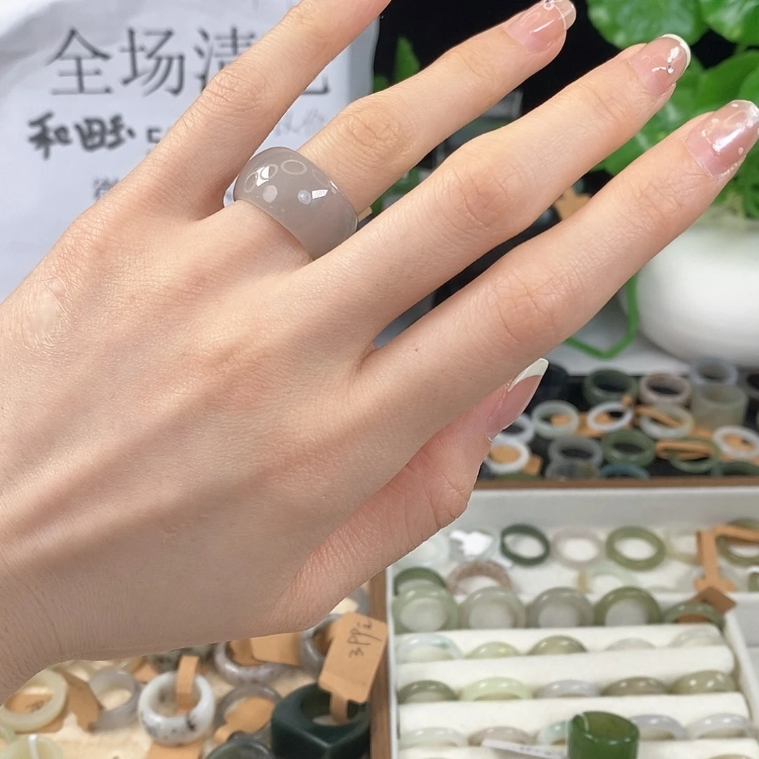 和田玉戒指未镶嵌z180烟紫墩墩17.2不退换