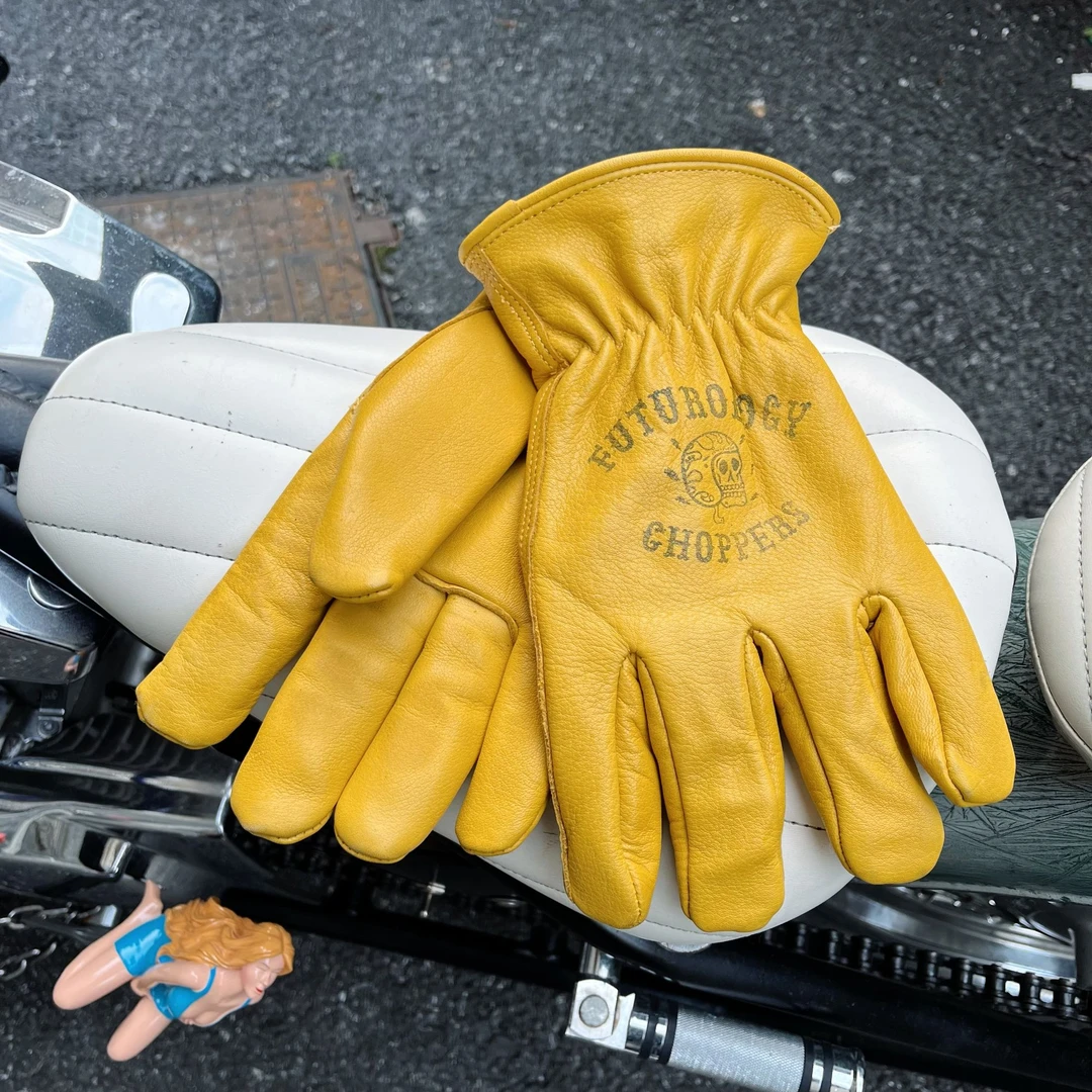 复古机车摩托车手套头层牛皮作旧加绒加厚骑行防寒隔热耐磨冬季