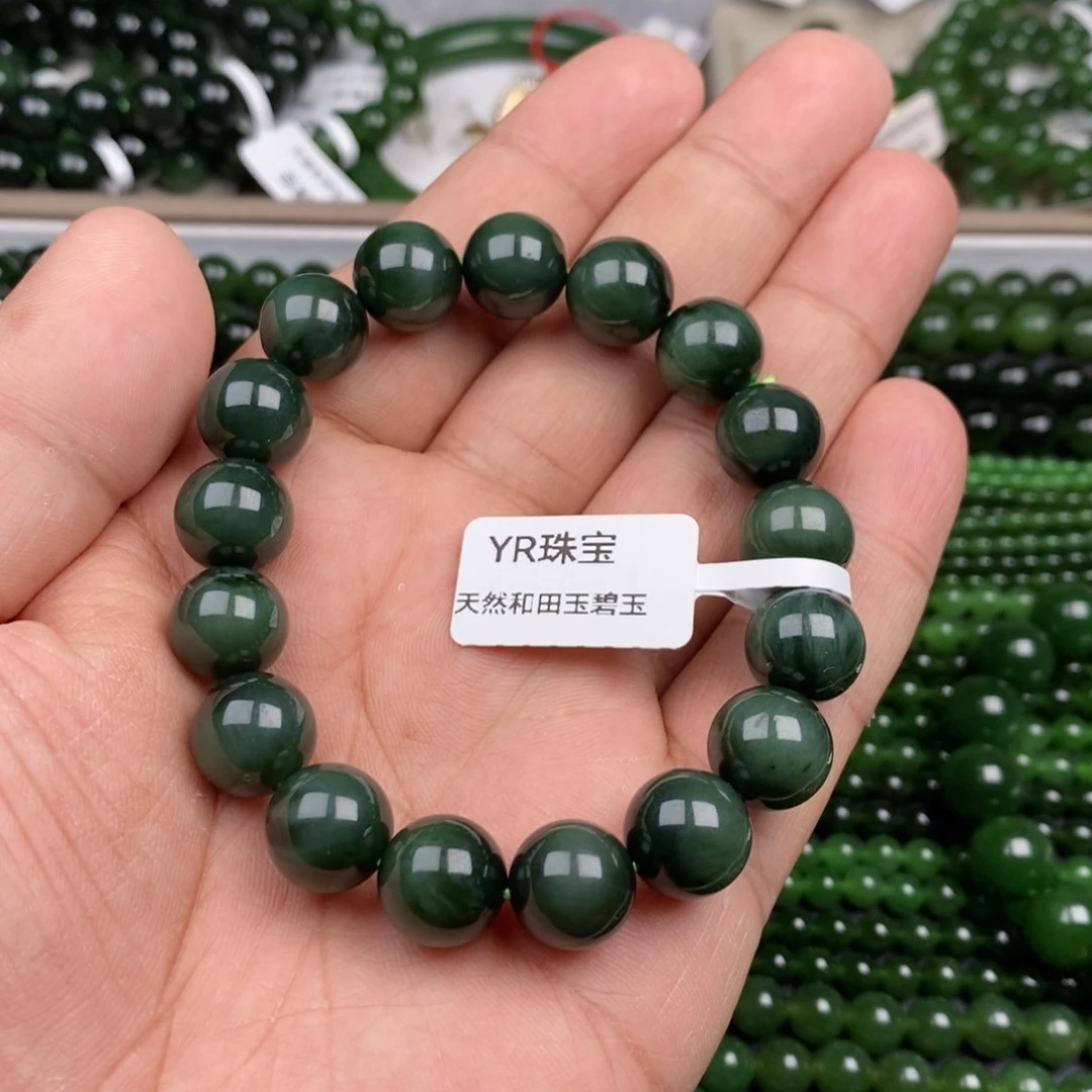 未镶嵌手串和田玉（碧玉）12mm猫眼