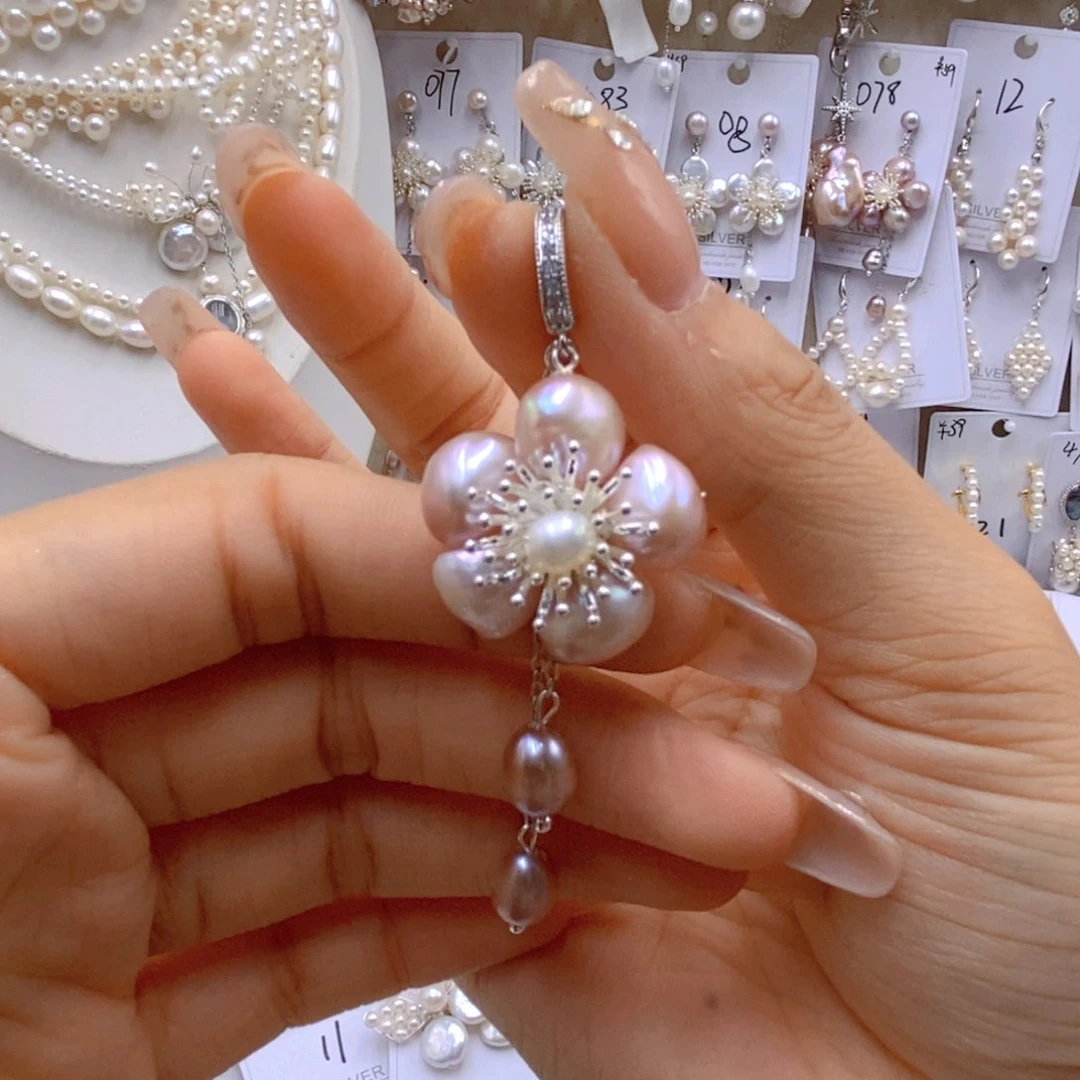 淡水珍珠银S925镶嵌吊坠(不含链)