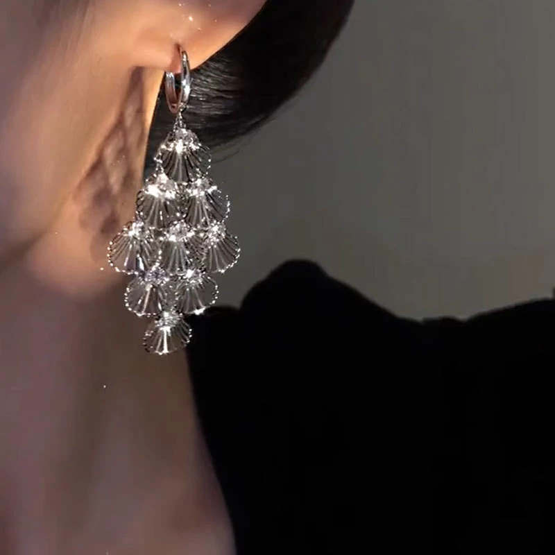 铜合金耳饰 【193】 独特小众复古孔雀扇形吊坠耳环时尚气质个性女