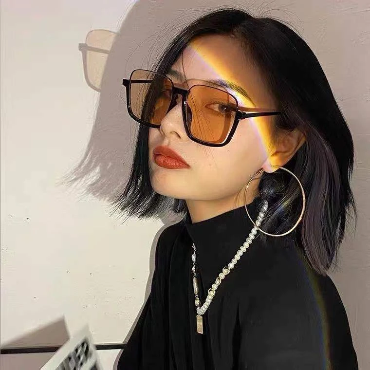 墨镜2025新款潮女韩版防紫外线茶色ins太阳镜女大脸显瘦眼镜街拍