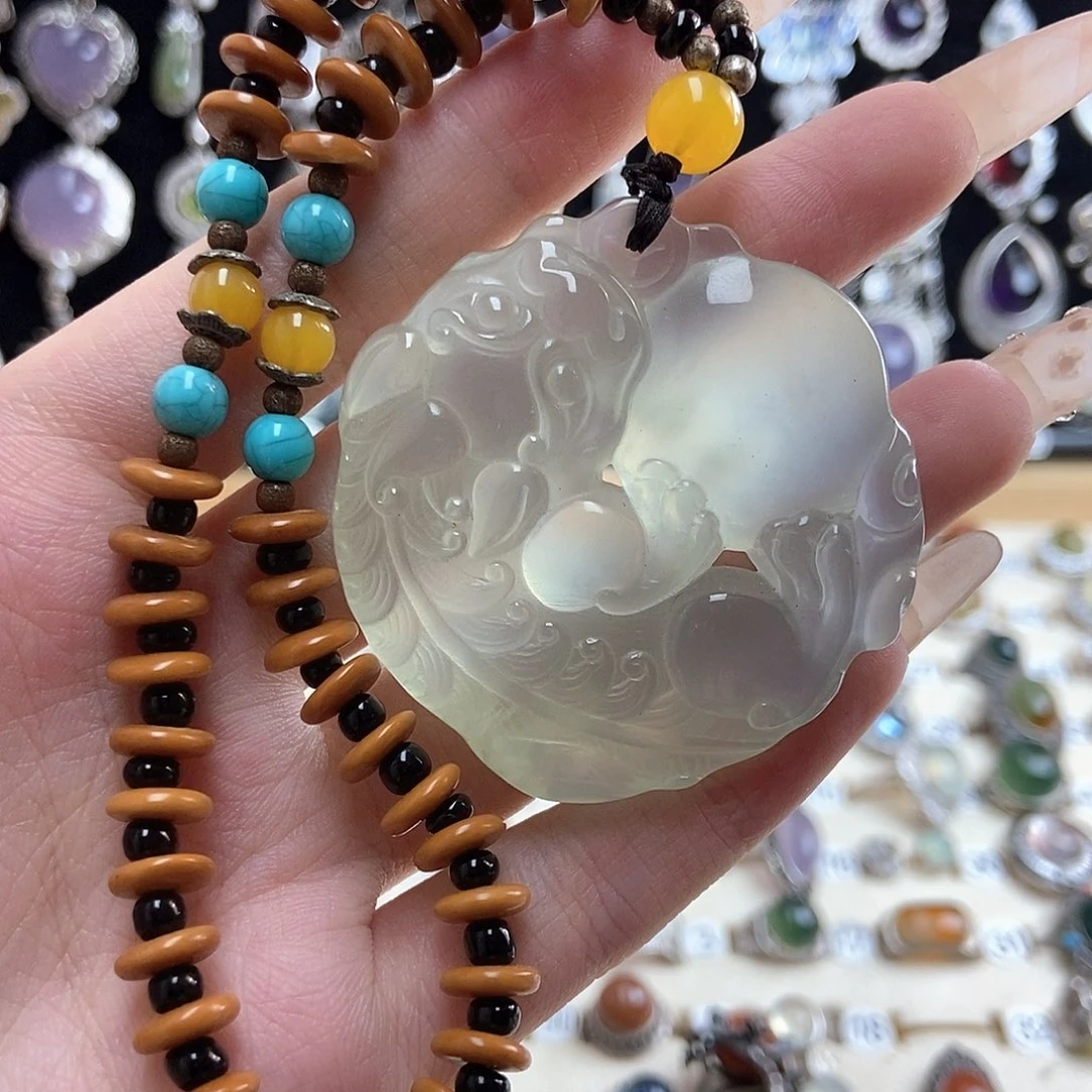 岫玉银S925镶嵌手把件D*c