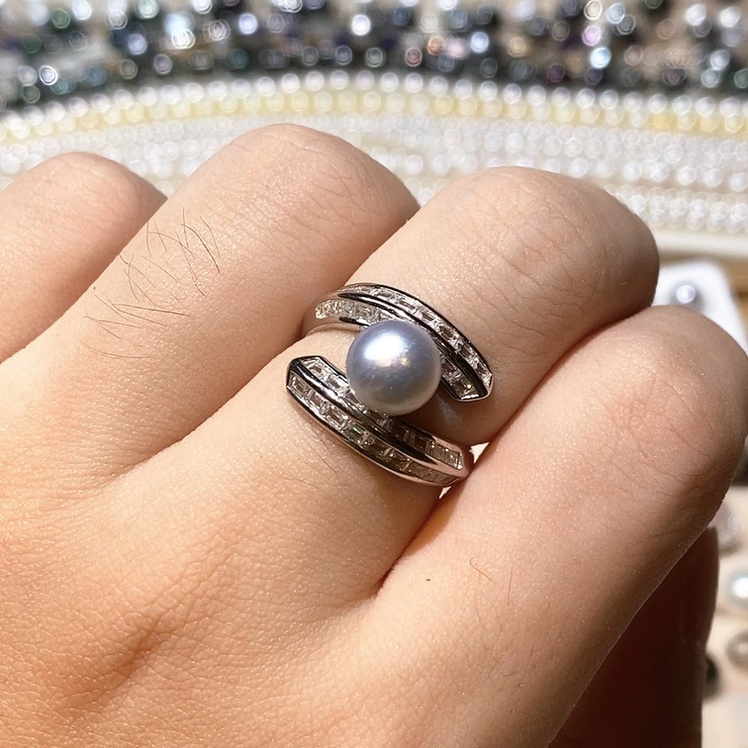 海水珍珠戒指银S925镶嵌
