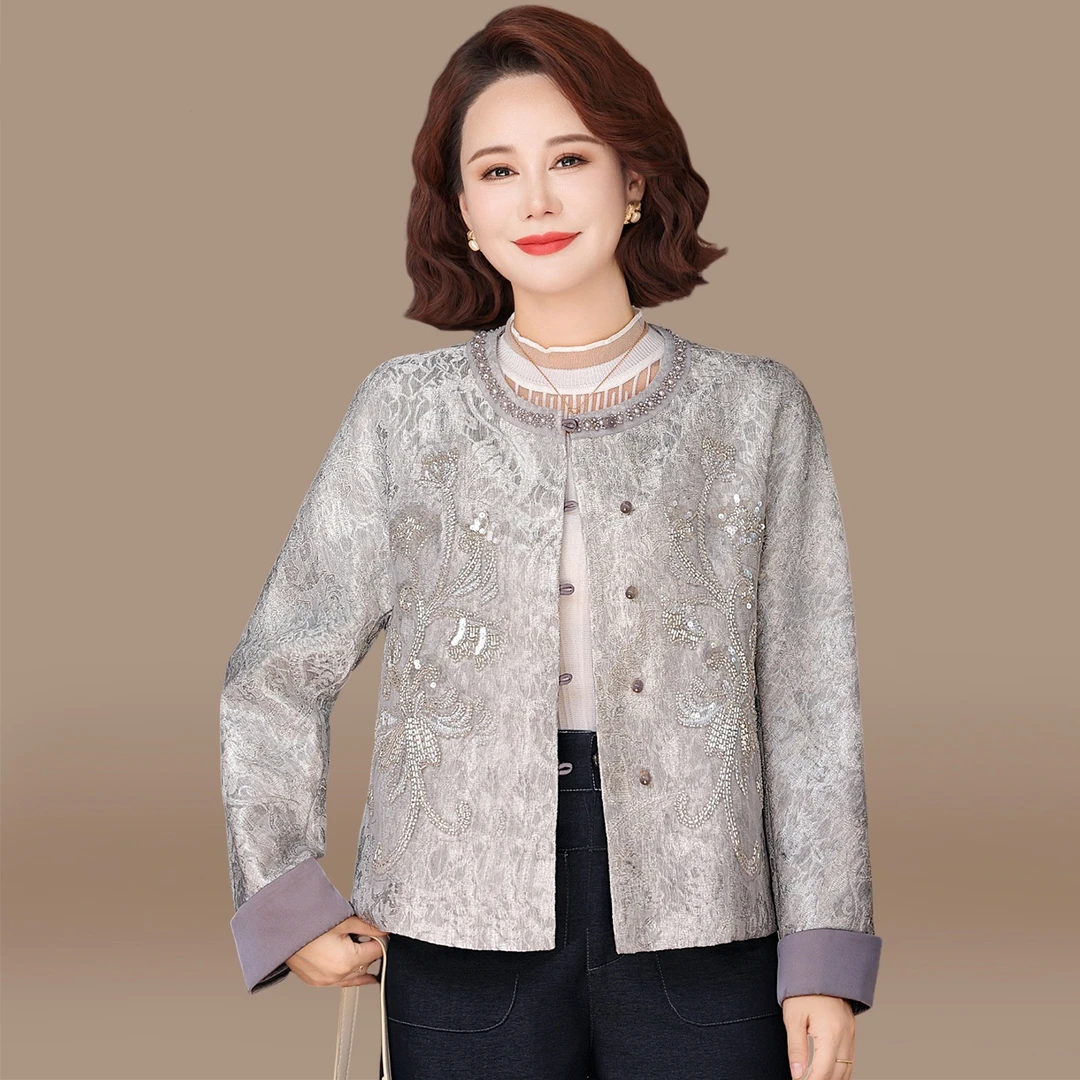 品牌妈妈秋装外套气质小香风开衫2025新款中老年春秋高级感上衣女