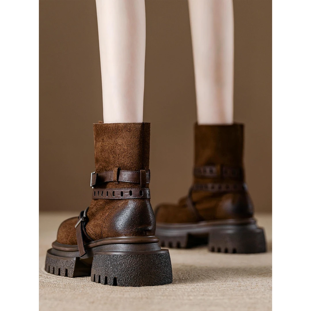 欧货大头擦色马丁女2025年新款秋秋马丁靴女款真皮2025爆款网红