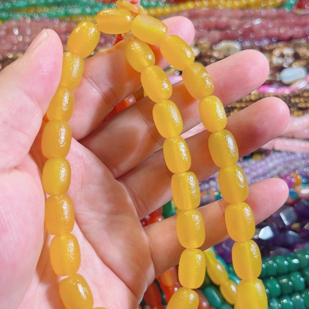 合金玛瑙/玉髓珠宝半成品橘皮黄玛瑙一条10x13mm