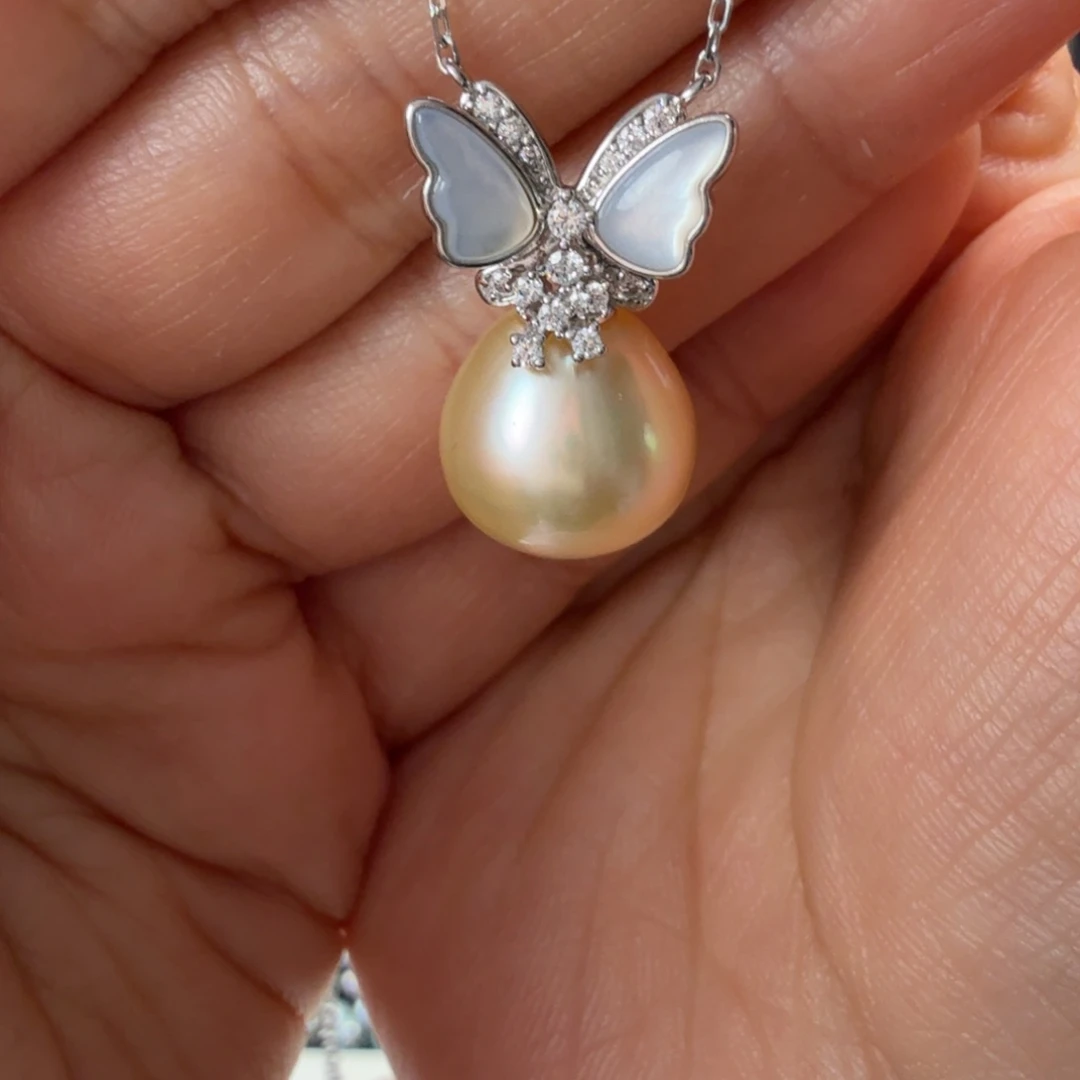 银S925镶嵌海水珍珠颈饰