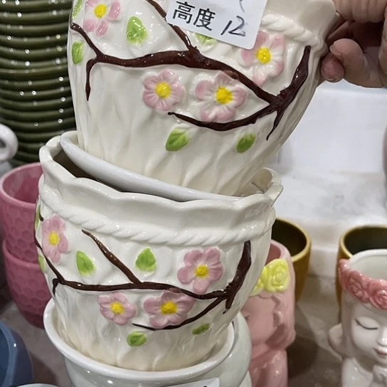 多肉绿植陶瓷花盆，有孔9.9包邮