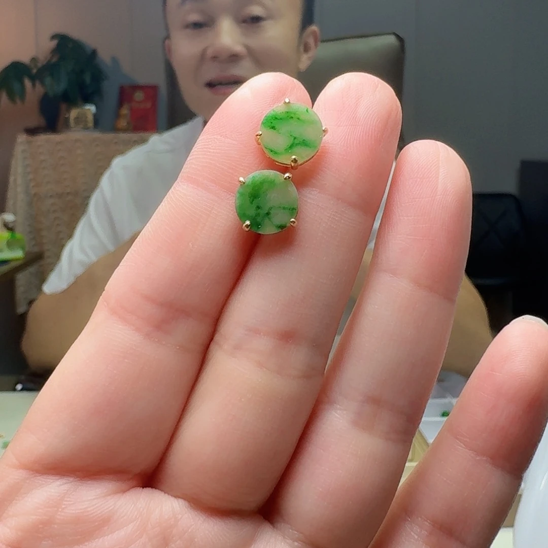 翡翠银S925镶嵌耳饰多样性发货其一