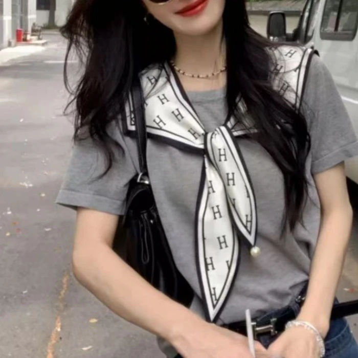 印花披肩➕针织短袖T两件套夏季新款休闲百搭两件套