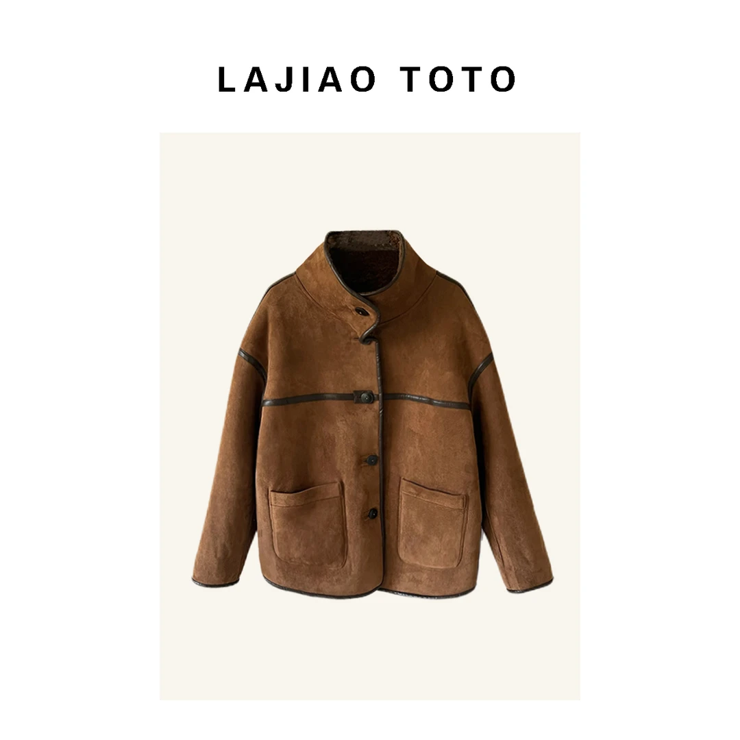 【芦芦】LAJIAO TOTO气质设计师羊毛一体冬女士轻奢外套#81362
