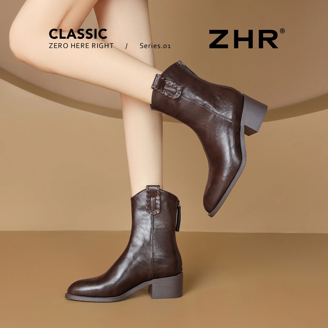 高级感短靴女款软底尖头瘦瘦靴2025新款爆款5.5cm加绒百搭高跟靴