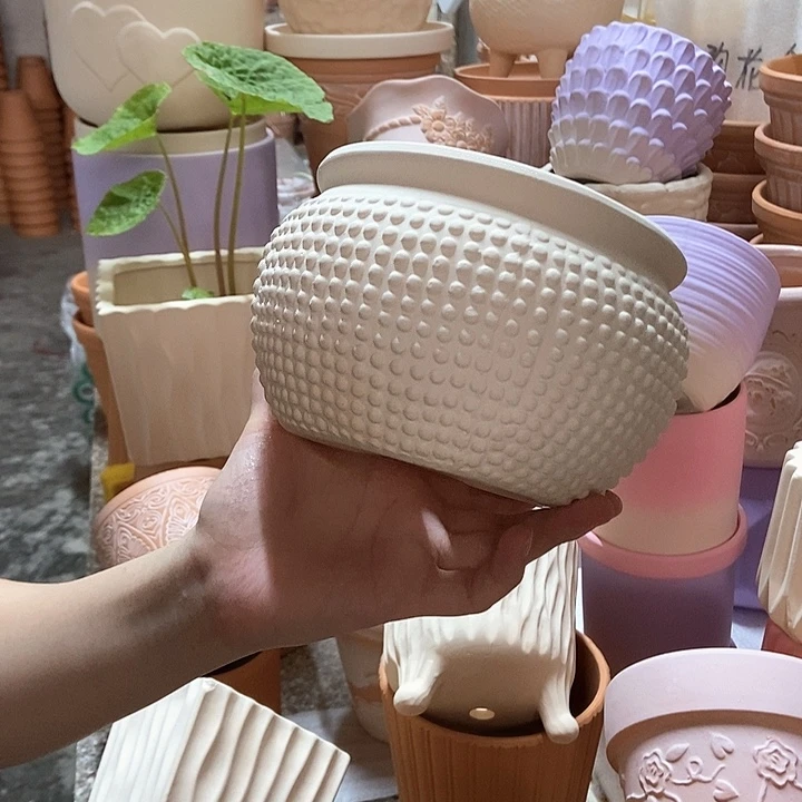 15×13白陶鼓型盆1个