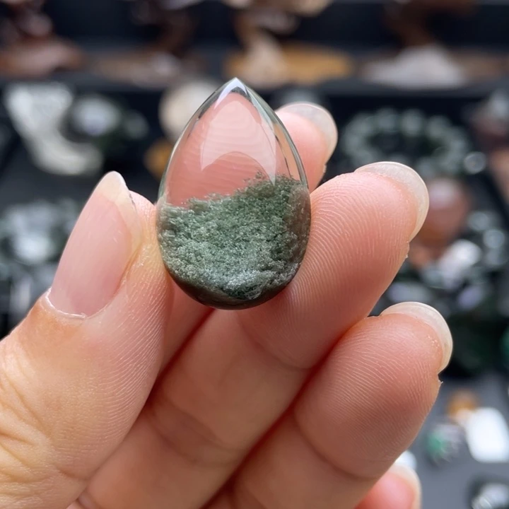颈饰未镶嵌水晶绿幽灵聚宝盆水滴吊坠