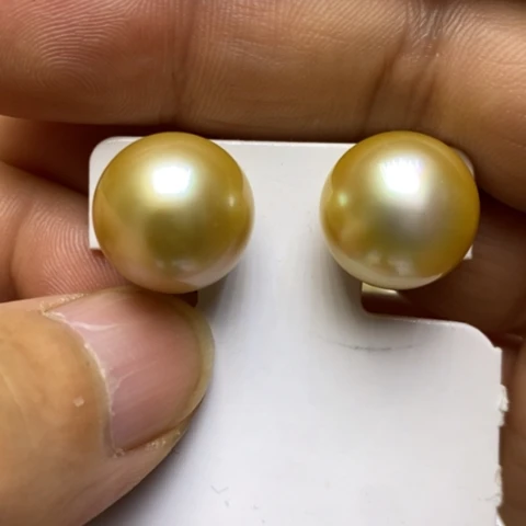 耳饰18K金镶嵌海水珍珠