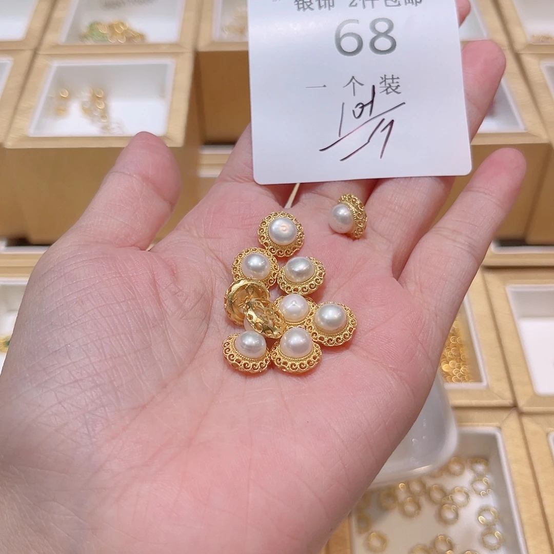 银S925镀金镶嵌水晶珠宝半成品68 。