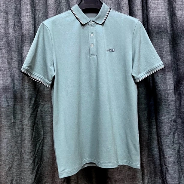 8570海撤柜剪标绿色字母短袖上衣polo男士翻领