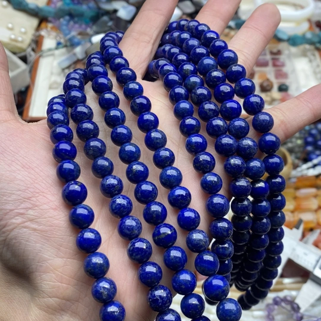 玛瑙/玉髓未镶嵌珠宝半成品一条天然8.5mm青金石圆珠