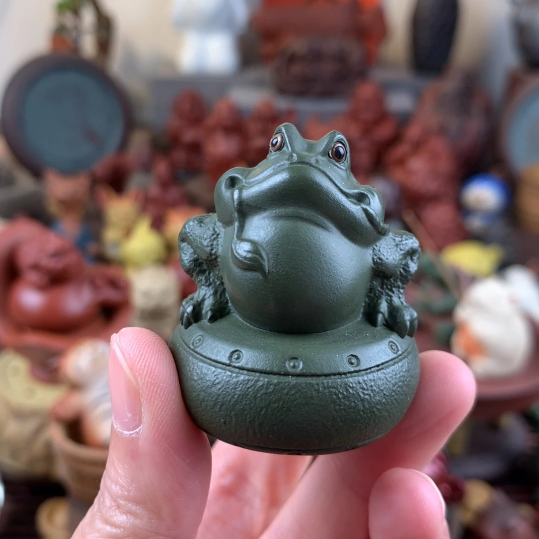 紫砂茶宠石鼓金蟾绿泥清货价