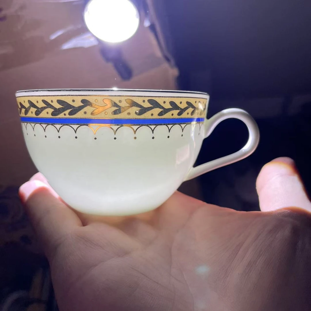 A909①】200ml欧式宫廷金边咖啡杯2/6只唐山骨瓷咖啡具