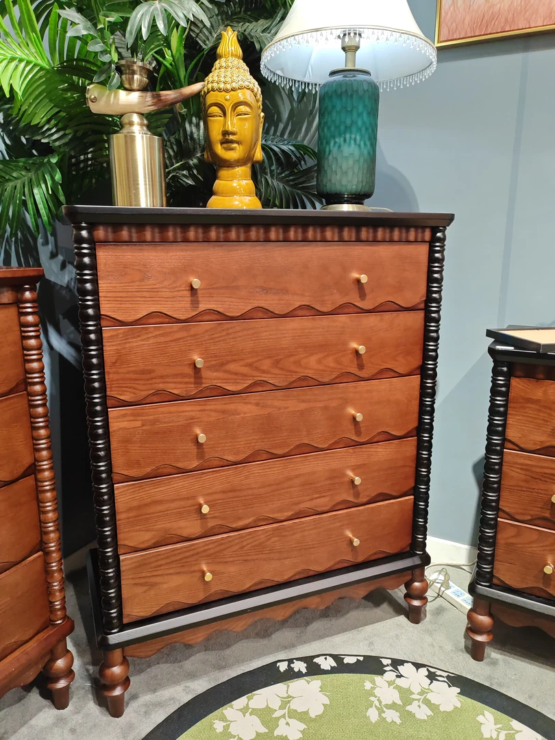 法式中古实木斗柜法式复古斗橱卧室靠墙抽屉柜