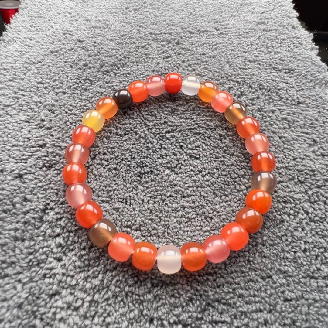 南红玛瑙未镶嵌老型珠多宝手串 7m 左右全品无裂