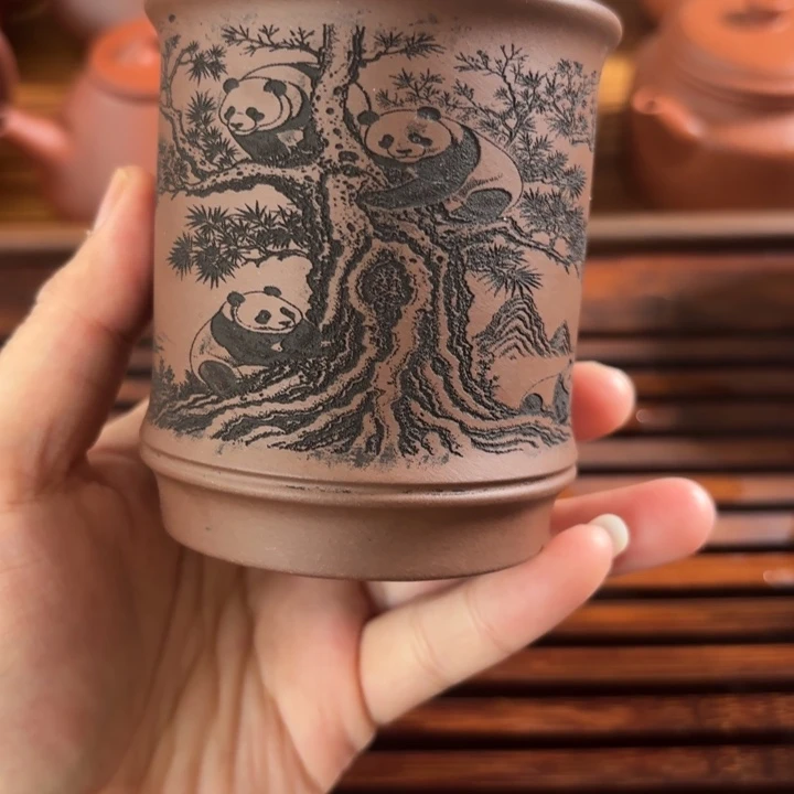 紫砂紫泥主人杯150c