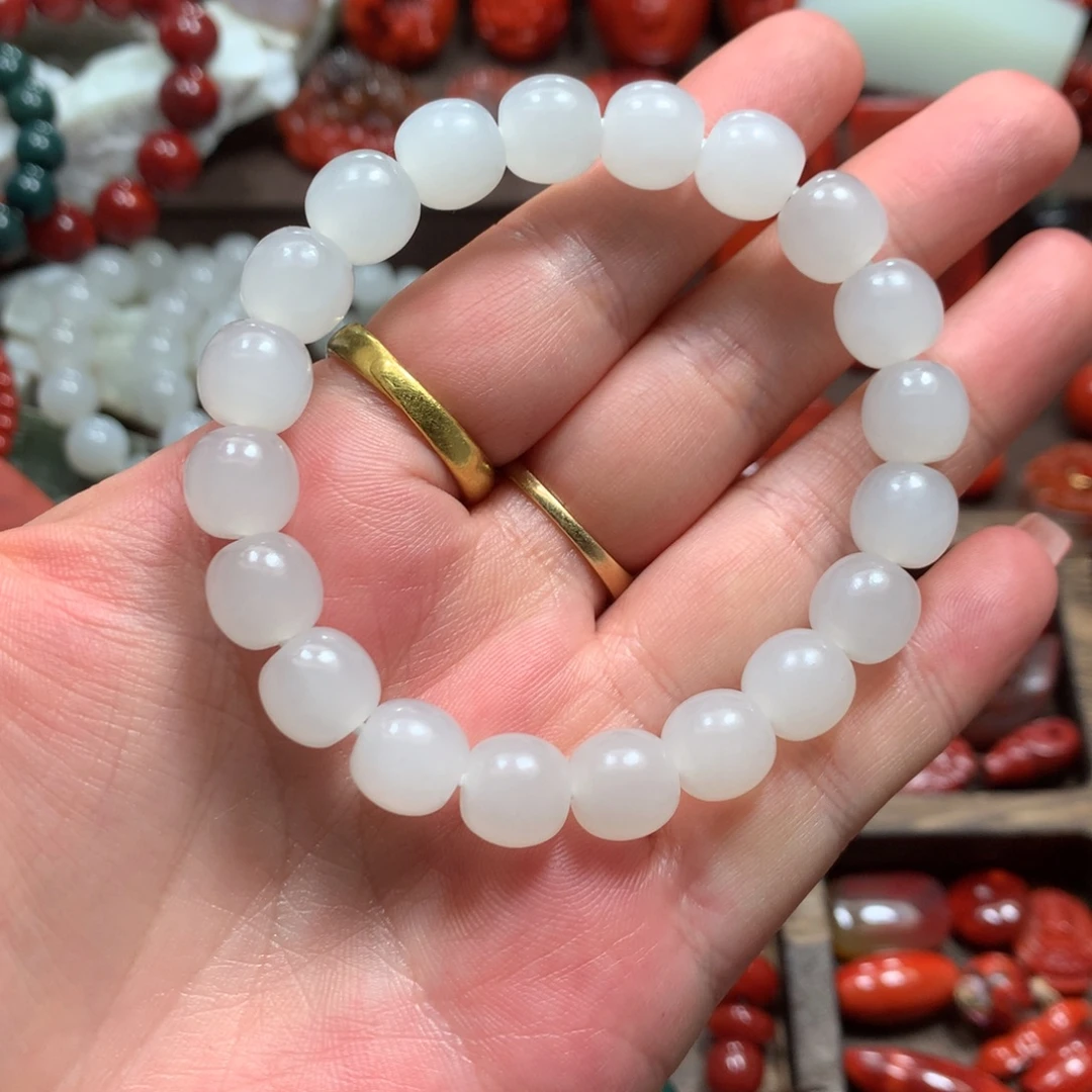 和田玉未镶嵌手链川白糖料原矿三无