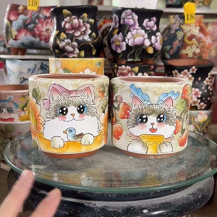 满38包邮 景德镇幸运花盆