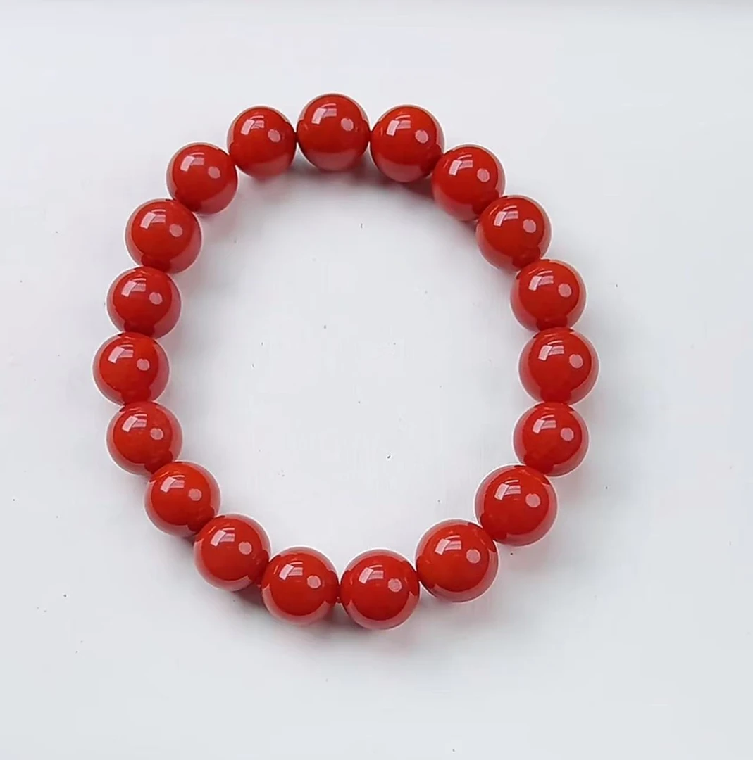 【七七珠宝】收藏级 锦红色保山老南红阿东寨高品质手串一条 卡10+