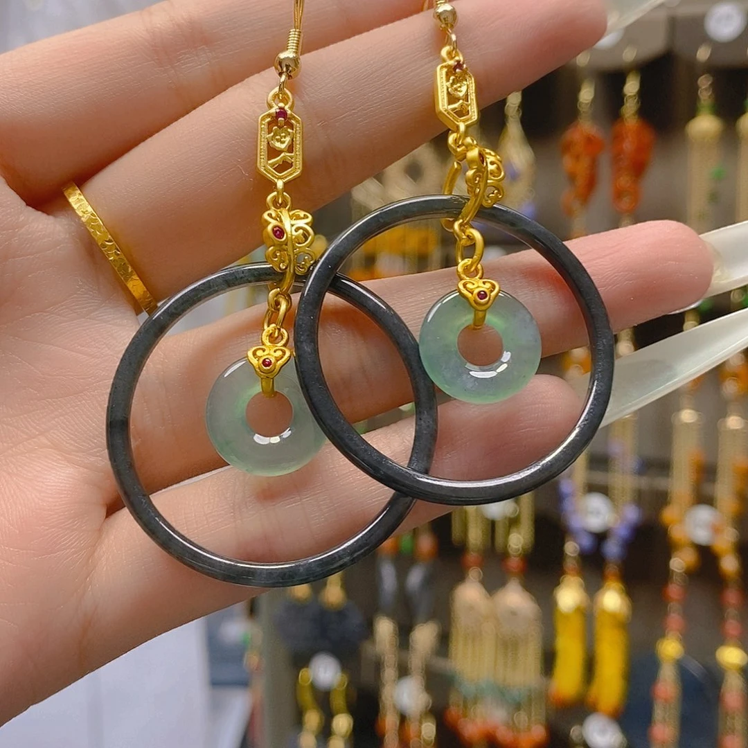 翡翠合金耳饰翡翠