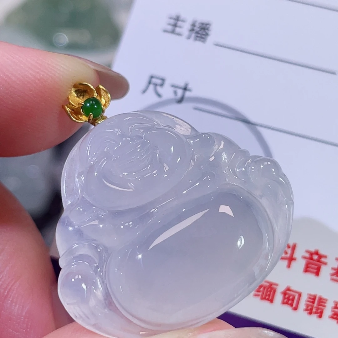 翡翠18K金镶嵌颈饰佛公